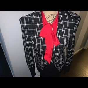 Bebe Black and White Plaid Blazer 6